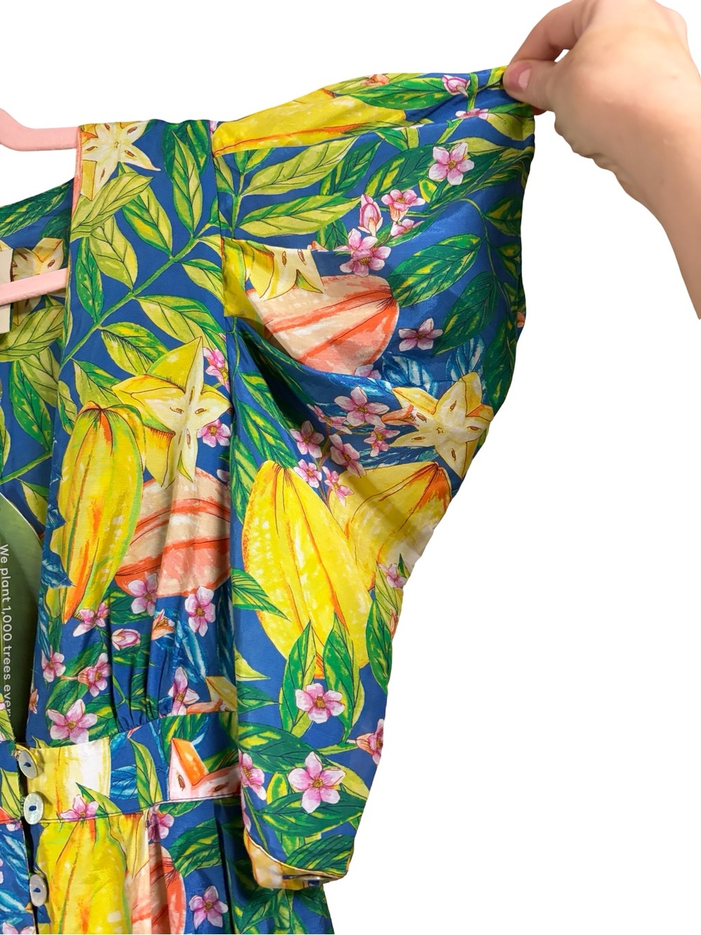 FARM Rio Blue and Yellow Tropical Puff-Sleeve Midi Dress - Picture 6 of 13